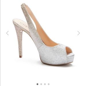 Guess Gold Glitter slingback Heel size 7.5
